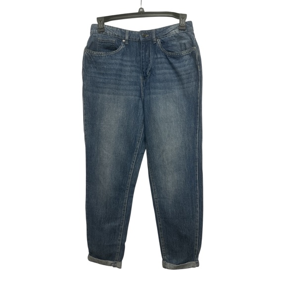 VENUS Denim - Venus Cuffed Baggy Jeans Size 12 High Rise Tapered Leg Cotton Denim